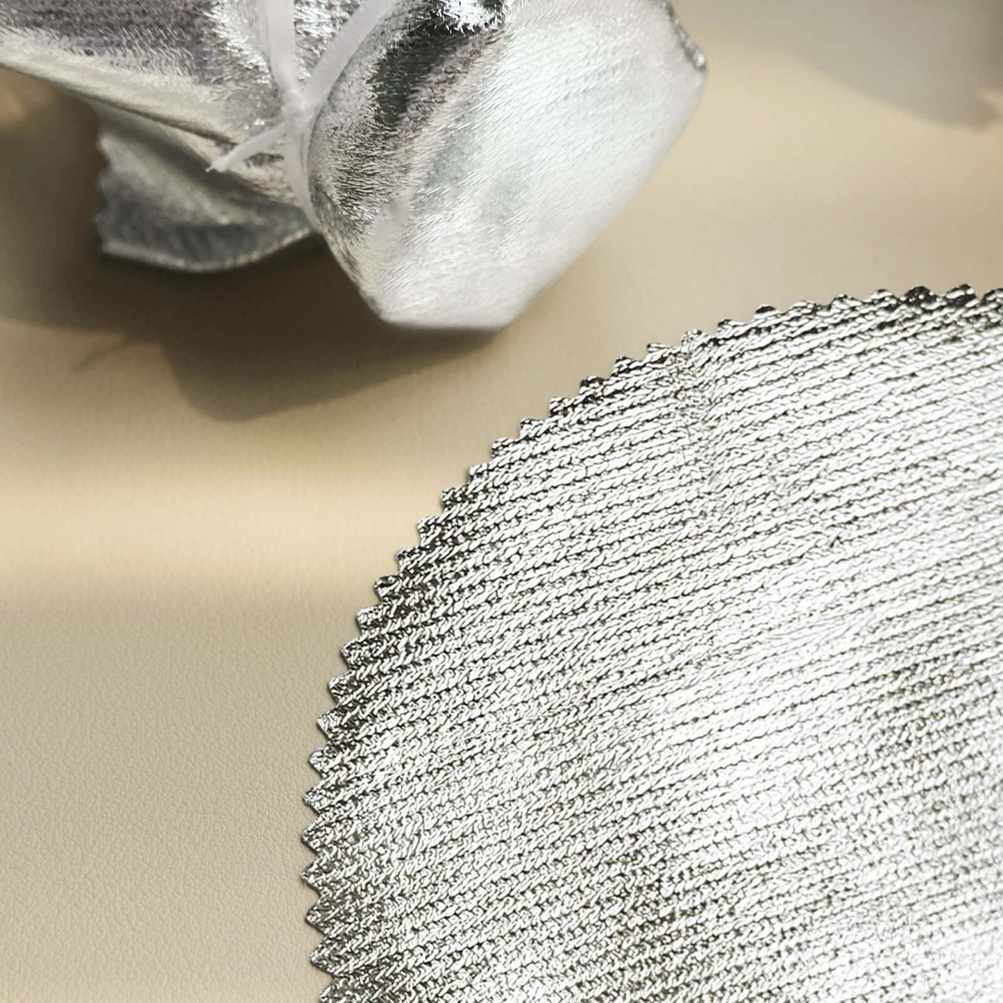 6-Pack Jar Covers Metallic Silver Round Lame Fabric Design with Satin Tie String - DIY Party Favors & Craft Supplies 6"