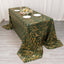 Mesh 90"x156" Rectangle Tablecloth Hunter Emerald Green/Gold - Wave Sequin Embroidered Table Cover