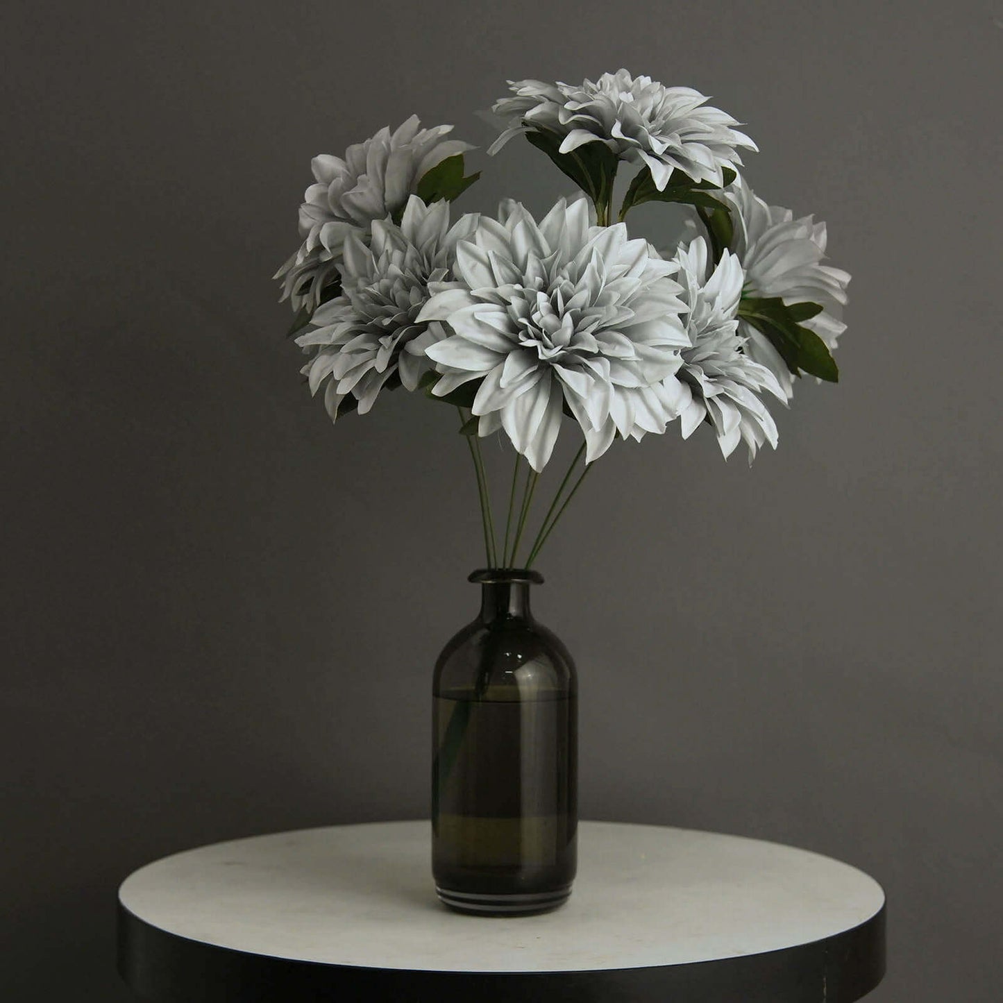 2 Bouquets 20" Silver Artificial Silk Dahlia Flower Spray Bushes