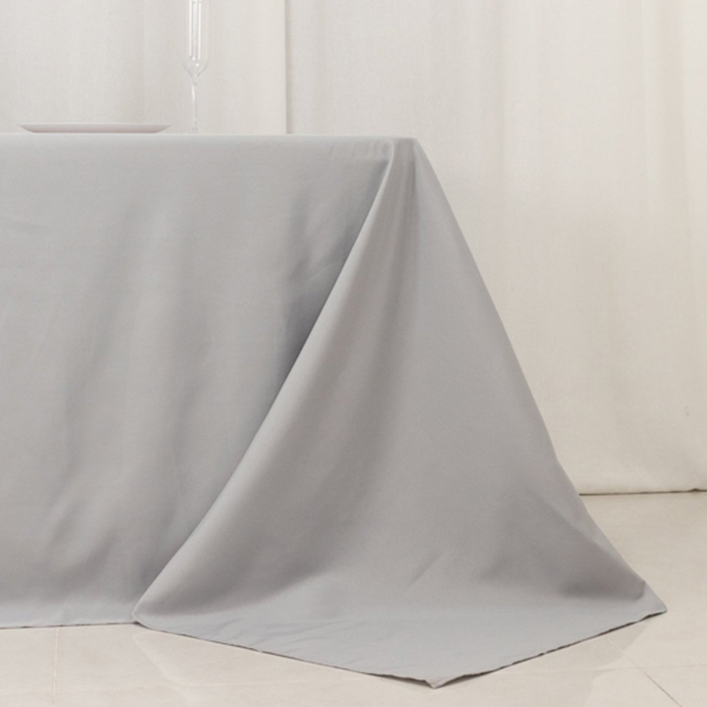 Premium Polyester 90"x156" Rectangle Tablecloth Silver - Seamless 220GSM Stain-Resistant Table Cover