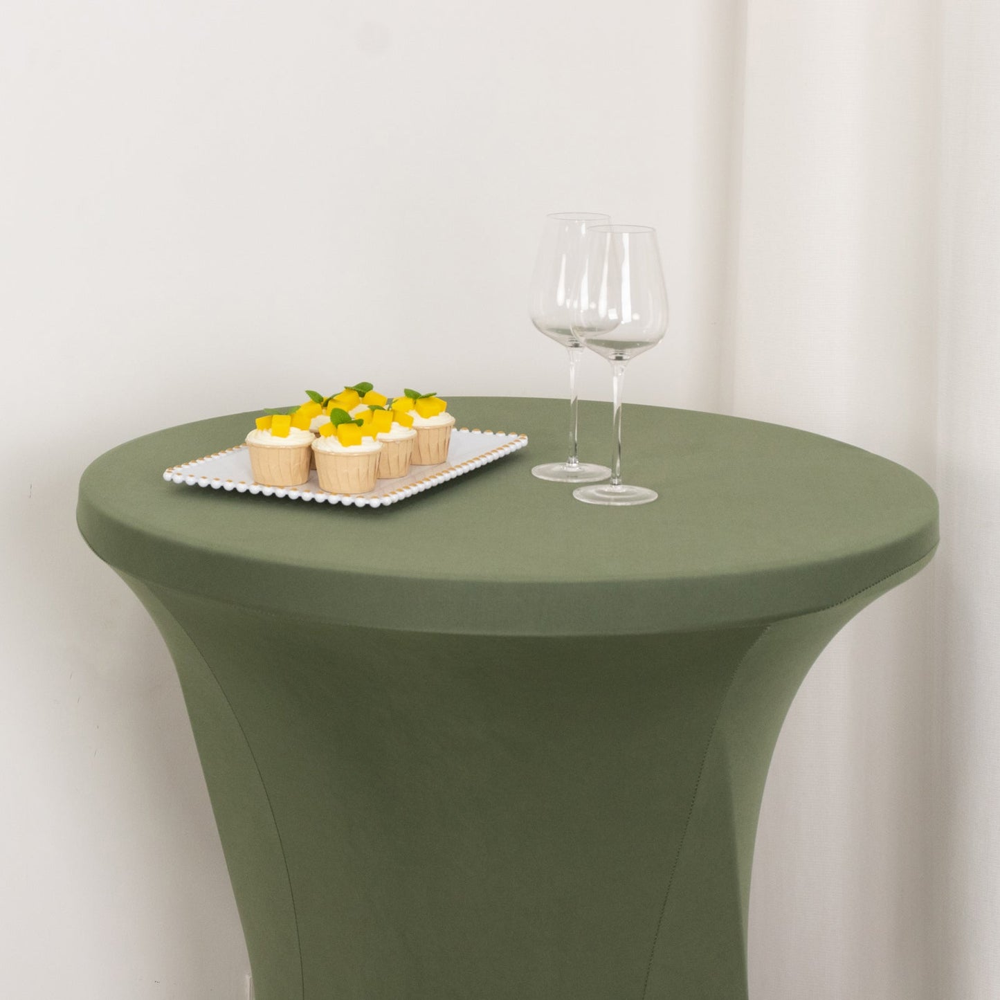 Spandex 30" Round Cocktail Table Cover Dusty Sage Green - Easy to Maintain Stretch Fitted Highboy Tablecloth