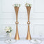 2 Pack 31" Shiny Gold Crystal Embellishment Trumpet Flower Vase, Reversible Plastic Table Centerpiece