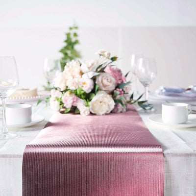 Glitter Paper 9ft Table Runner Roll Rose Gold Disposable Ridge Pattern Table Decor