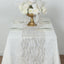 5 Pack Organza 12"x108" Table Runners White with Gold Foil Wave Design - Disposable Stylish Event Decoration