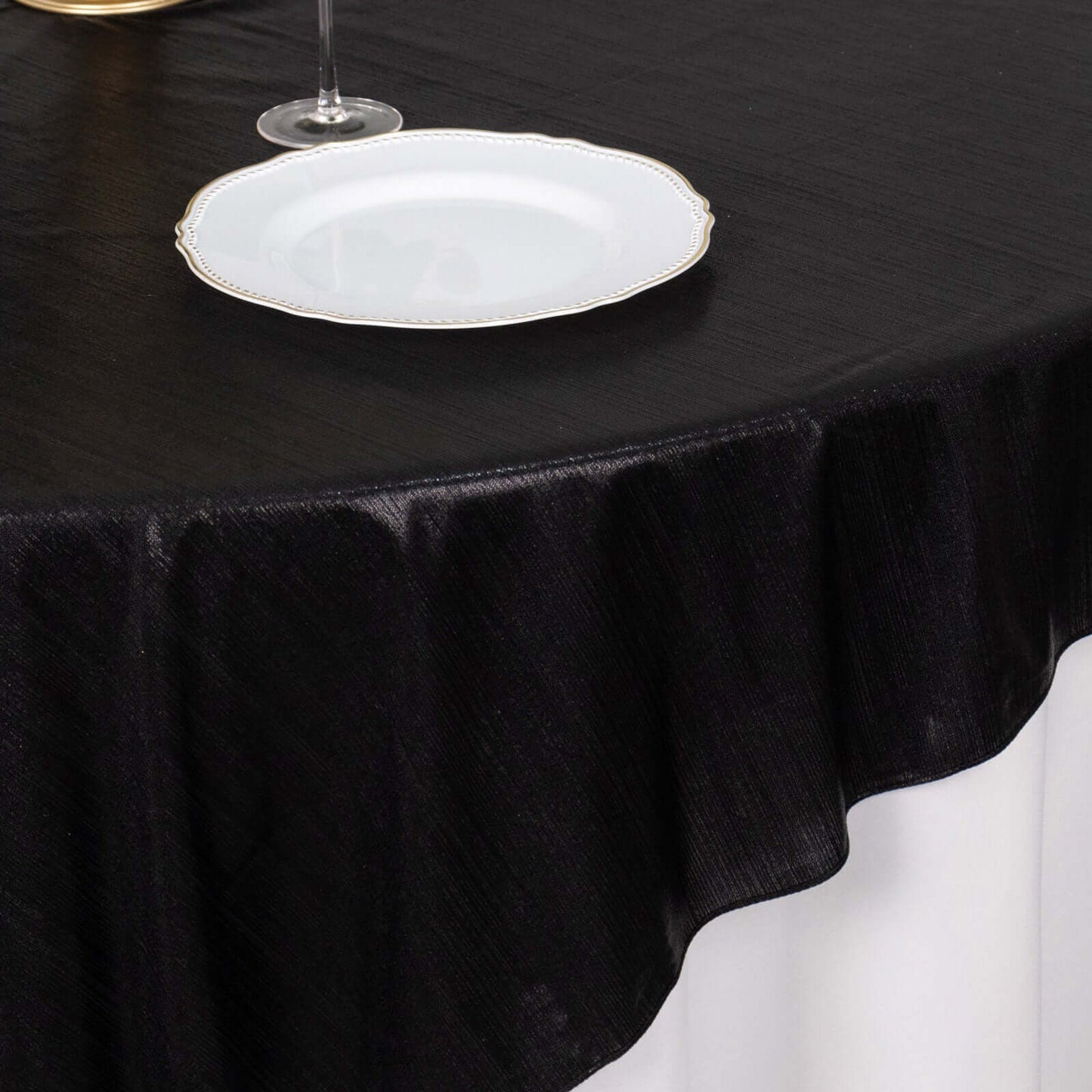 Polyester 72"x72" Table Overlay Square Tablecloth Black - Sequin Dots Wrinkle-Free Table Cover