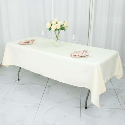 Premium Polyester 54"x96" Rectangle Tablecloth Ivory - Durable 220GSM Stain-Resistant Fabric Table Cover