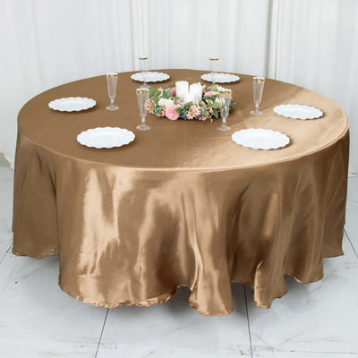 Satin 108" Round Tablecloth Taupe - Smooth and Lustrous Table Cover