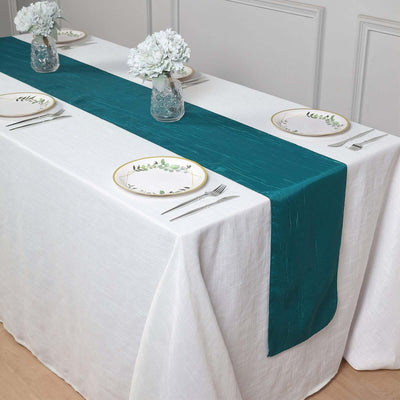 Taffeta 12"x108" Table Runner Teal - Accordion Crinkle Design