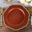 6-Pack Acrylic Round Charger Plates 13" in Terracotta (Rust) with Gold Scalloped Rim, Decorative Dinner Party Plastic Charger Tableware