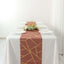 Polyester 9ft Table Runner Terracotta (Rust) with Gold Foil Modern Geometric Accent