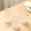 Set of 3 Glass Taper Candle Holders Clear with Gemstone Pattern - Dual Sided Crystal Cylinder Tealight Stands 3", 4", 5.5"