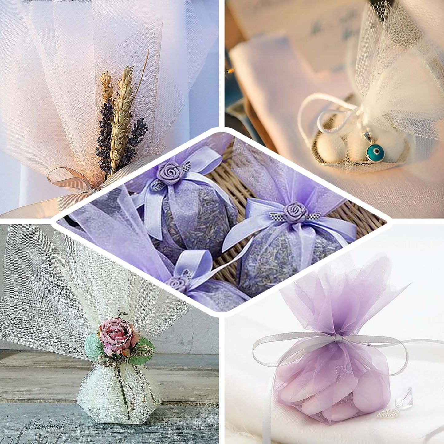 25 Pack 9" Taupe Sheer Nylon Tulle Circles Favor Wrap Craft Fabric, DIY Candy Favor Wraps