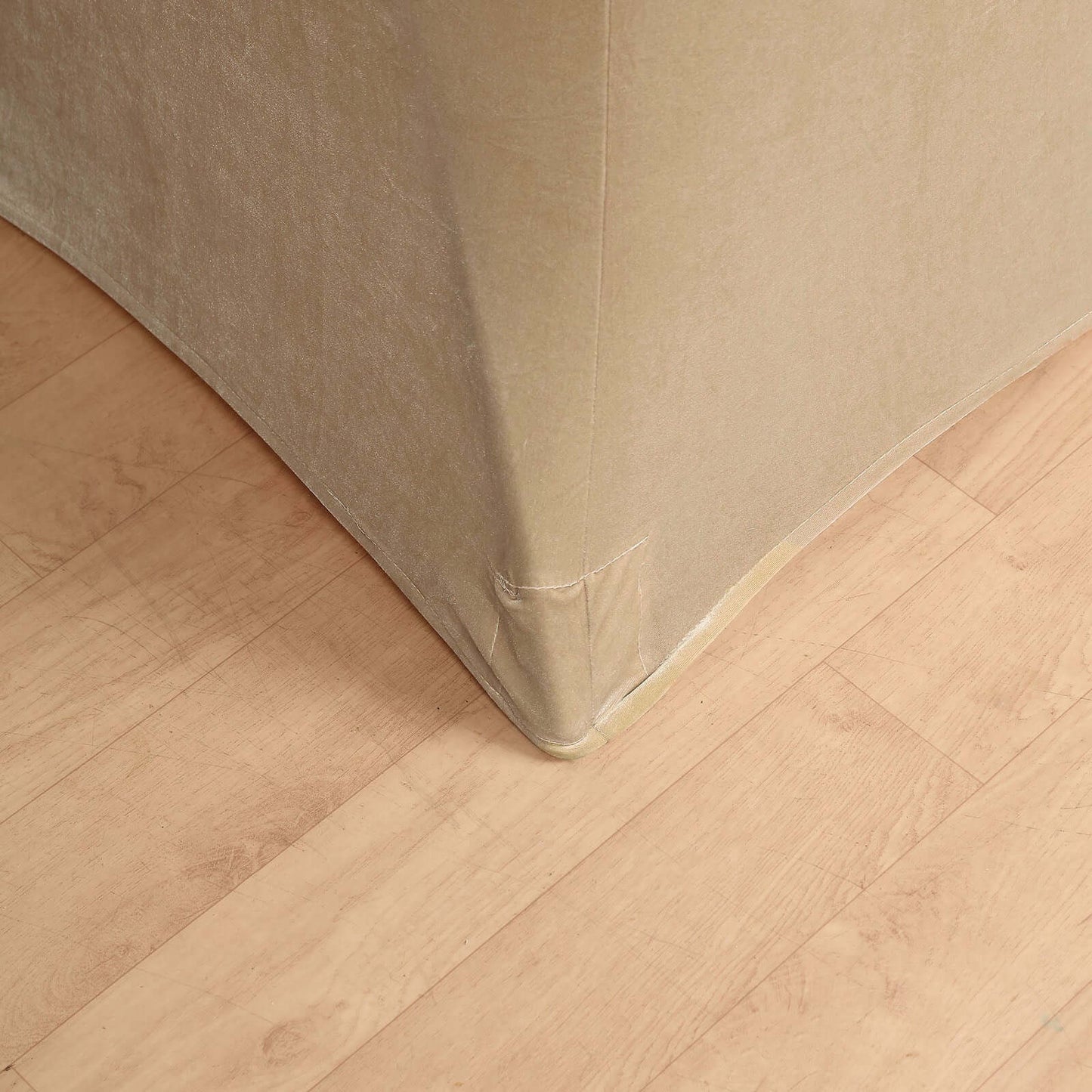 Premium Velvet Spandex 30" Round Cocktail Table Cover Champagne - Smooth Fitted Design with Foot Pockets