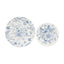 50-Pack Paper Round Dessert and Dinner Plates in White with Blue French Toile Pattern 7", 9"