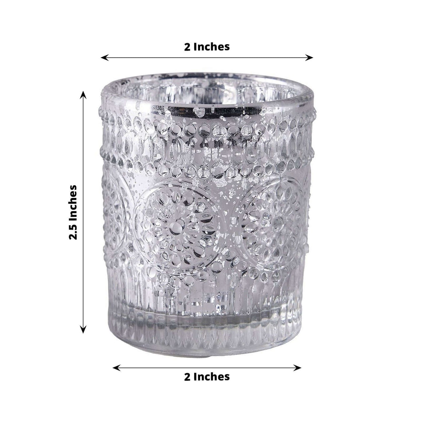6-Pack Silver Glass Votive Tealight Holders - Stylish Primrose Design for Weddings & DÃ©cor