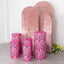 Set of 5 Fuchsia Wave Mesh Cylinder Pedestal Stand Covers with Embroidered Sequins, Pillar Prop Covers - 160 GSM