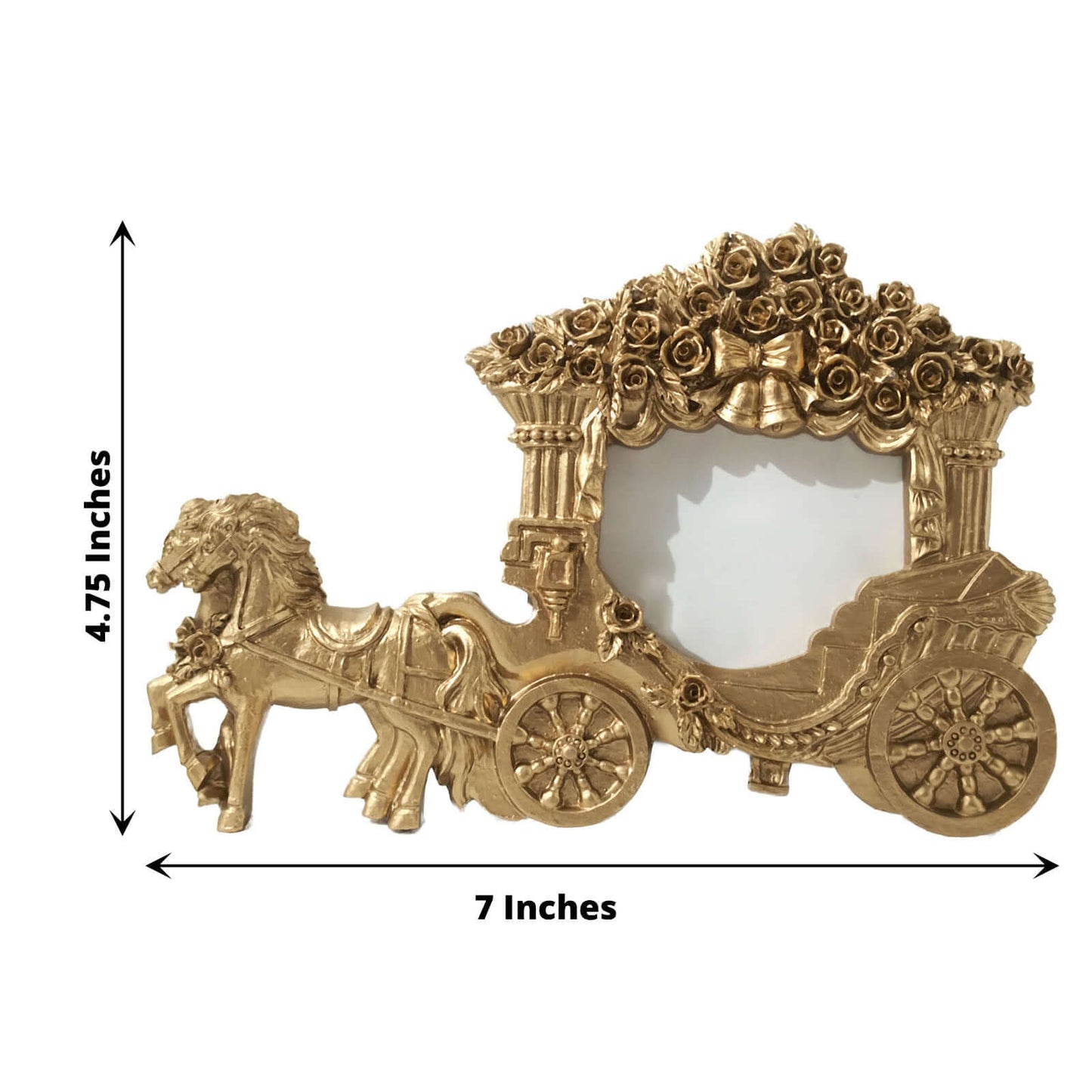 Picture Frame Resin Horse Carriage Design Gold - European Style Place Card Holder & Wedding Party Favor 7"