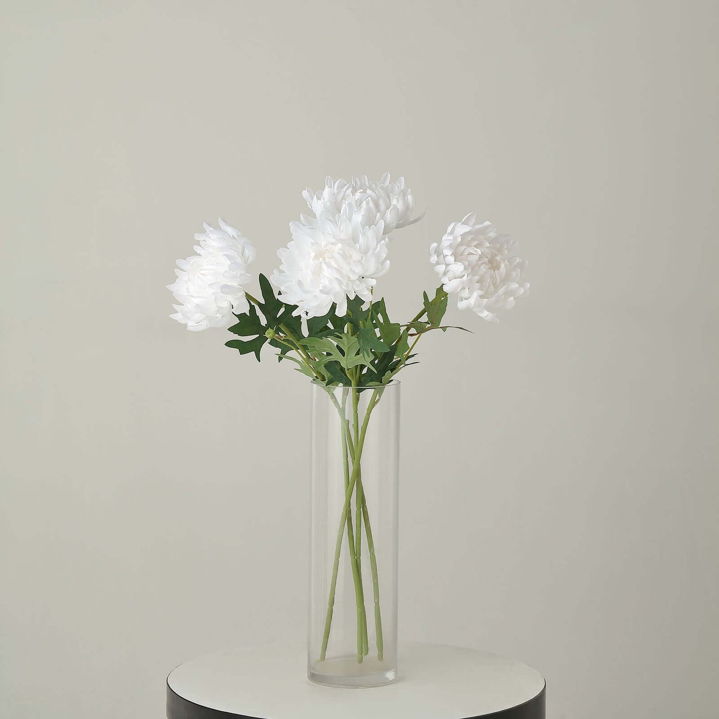 3 Stems White 27" Artificial Silk Chrysanthemum Bouquet Flowers, Large Faux Mum Branches