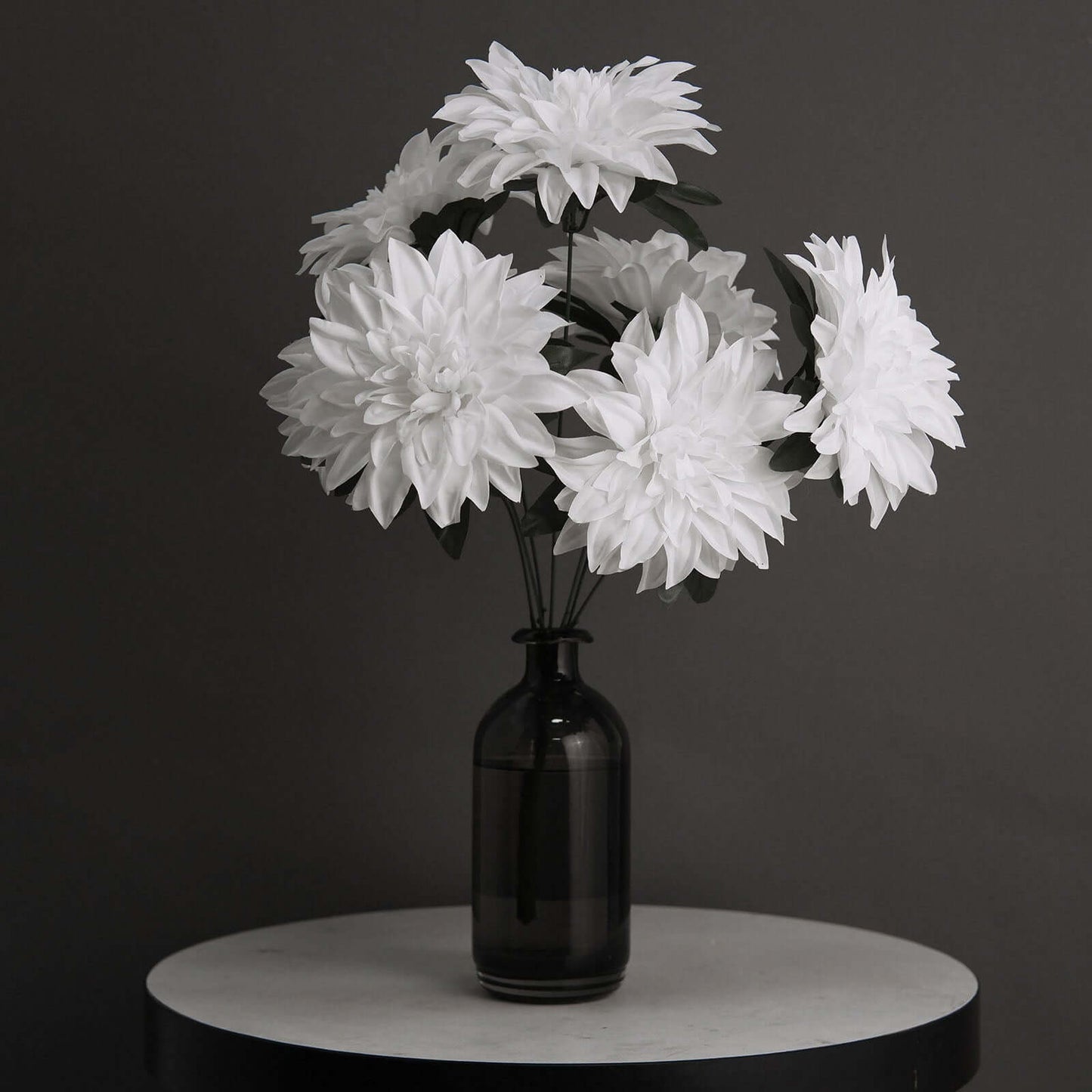 2 Bouquets 20" White Artificial Silk Dahlia Flower Spray Bushes
