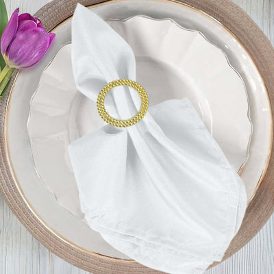 20 Pack Diamond Round Chair Sash Band Buckle Pins Gold - Timeless Rhinestone Napkin Rings for Weddings & Gatherings 2.5"