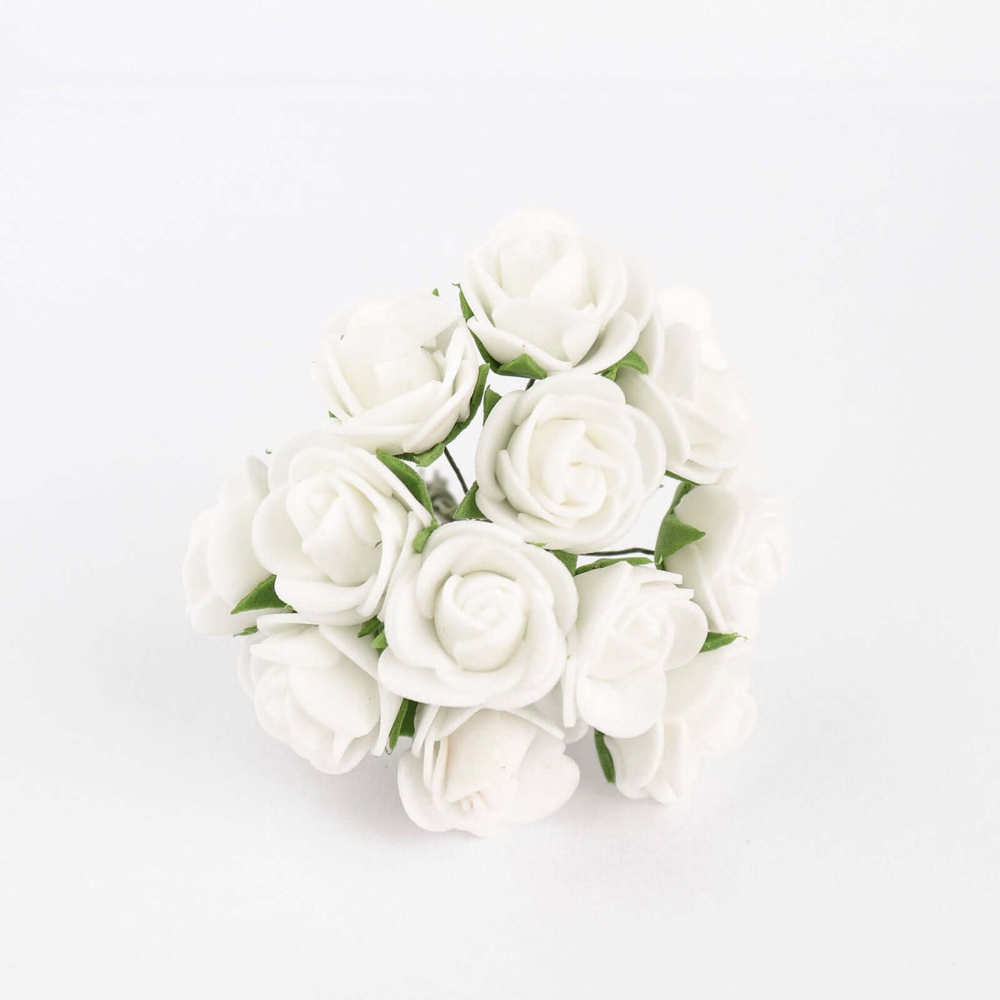 48 Roses 1" White Real Touch Artificial DIY Foam Rose Flowers With Stem, Craft Rose Buds