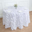 Taffeta 132" Round Tablecloth White 3D Leaf Petal Design Seamless Table Cover for Chic Wedding & Event Decor