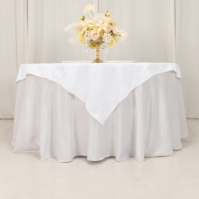 Cotton Blend 54"x54" Table Overlay Square Tablecloth White - Wrinkle-Resistant Table Topper