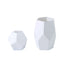 Set of 2 Glass Flower Vases Geometric Design Matte White - Stylish Modern Candle Holder Centerpieces 5", 8"