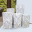 Set of 5 White Wave Mesh Cylinder Pedestal Stand Covers with Embroidered Sequins, Pillar Prop Covers - 160 GSM