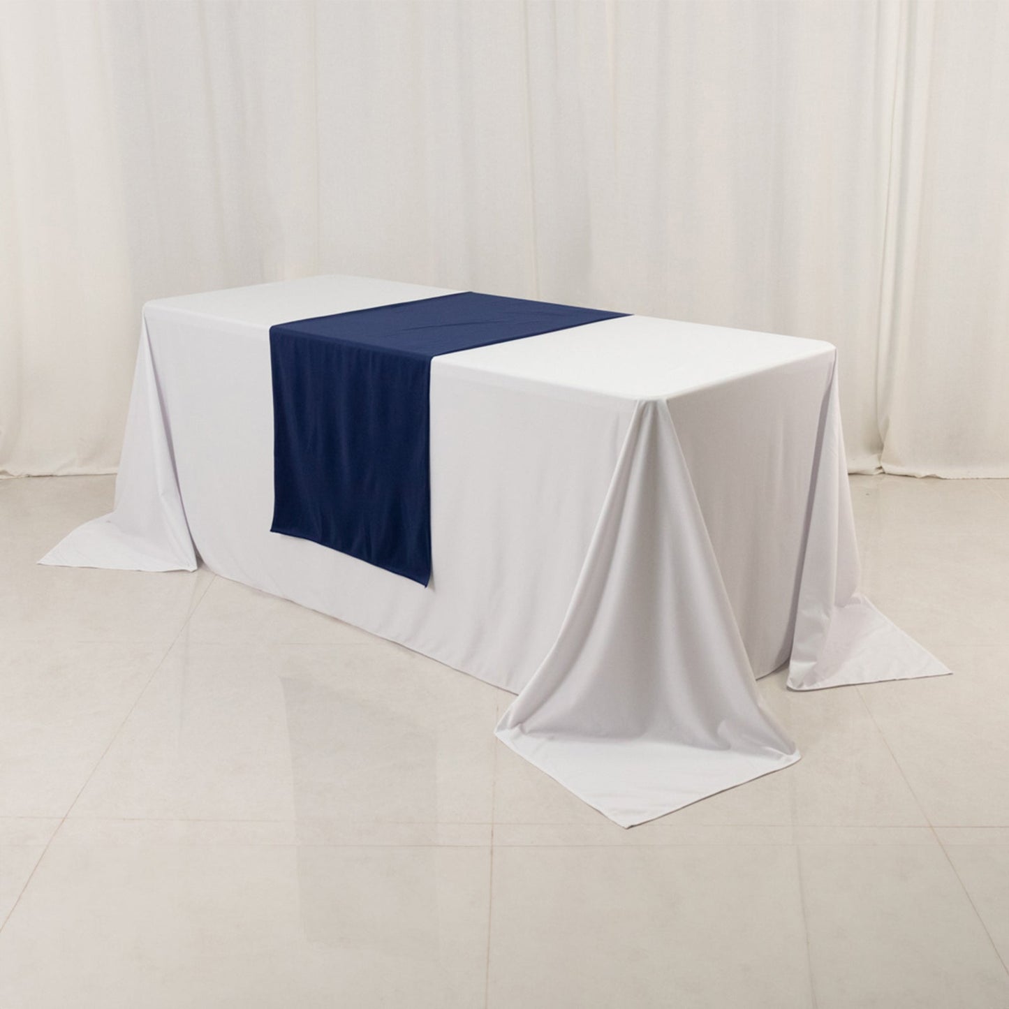 Scuba Polyester 24"x72" Wide Table Runner Navy Blue - Wrinkle-Free Table Linen