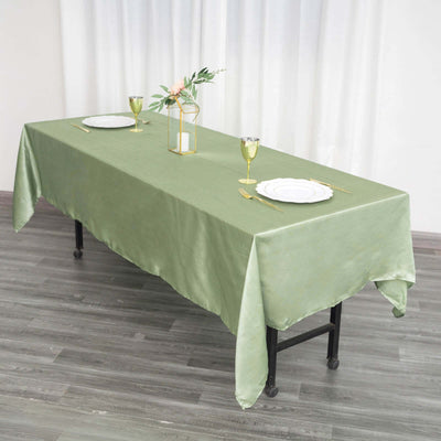 Satin Rectangular 60"x102" Tablecloth Sage Green - Smooth and Lustrous Table Cover