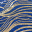 Sequin Mesh 12"x108" Table Runner Royal Blue/Gold Stylish Wave Embroidery