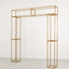 Heavy Duty Gold Metal 3D Rectangular Wedding Arch, 8ft Floral Balloon Frame Backdrop Stand