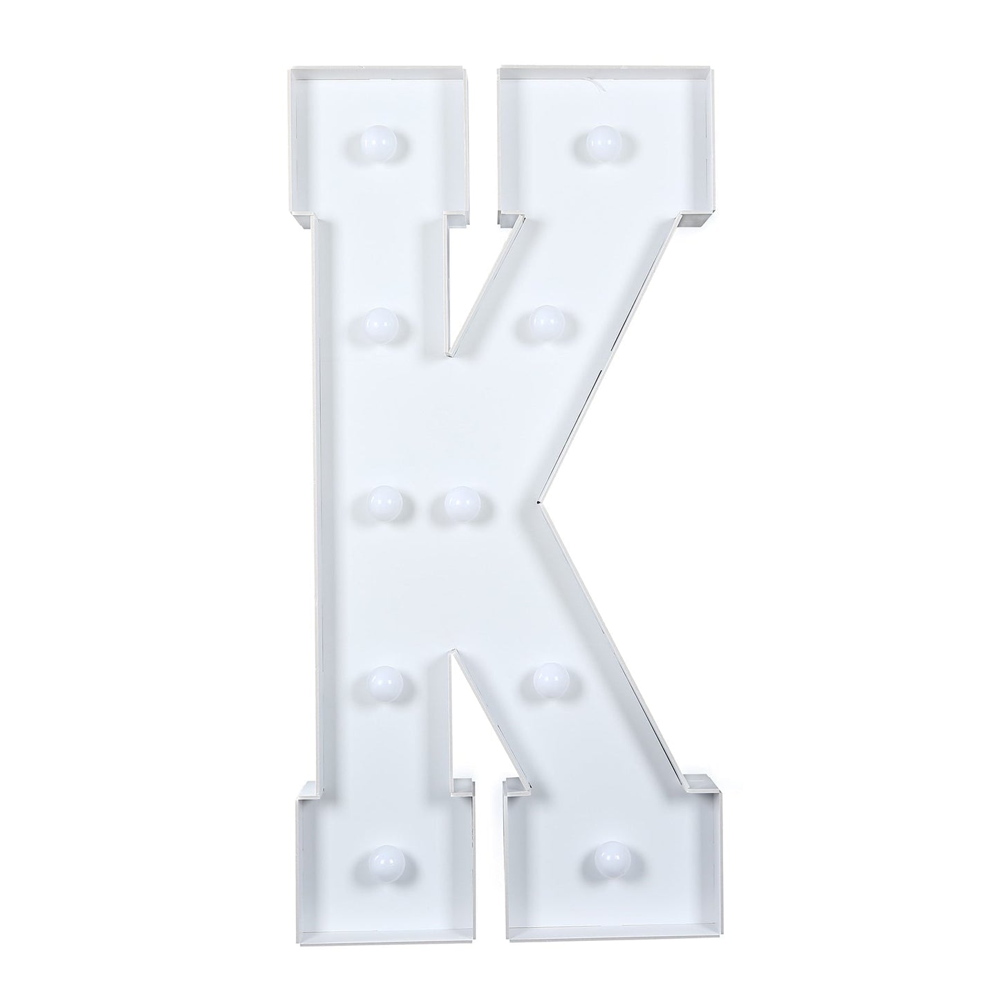 Giant LED Marquee Light Up Letter "K", White 4ft Pre-Cut Foam Board with 10 Warm White Battery Operated LEDs, Glue Gun and Sticks