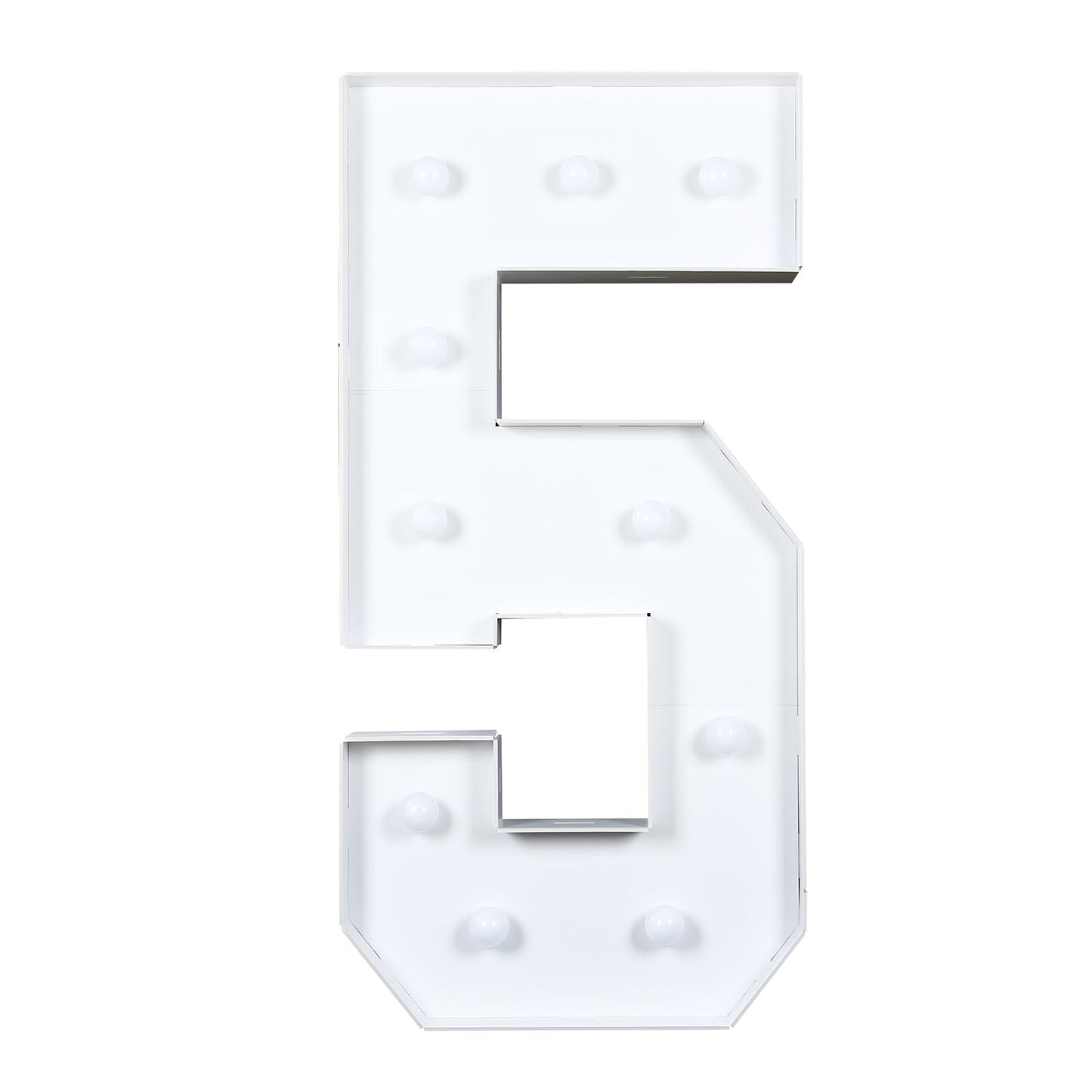 Giant LED Marquee Light Up Number "5", White 4ft Pre-Cut Foam Board with 10 Warm White Battery Operated LEDs, Glue Gun and Sticks