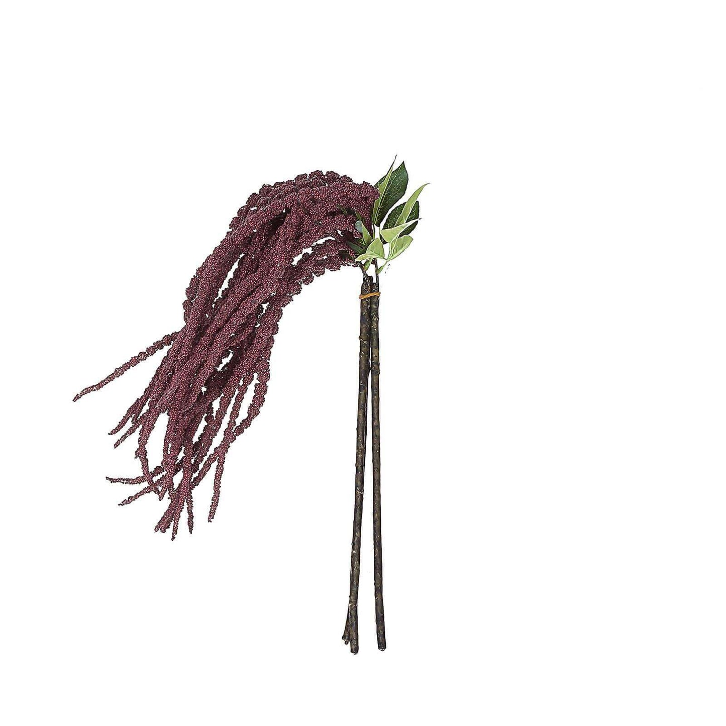 2 Pack Burgundy Artificial Amaranthus Flower Stem Spray and Ivy Leaves 32"