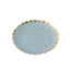 50-Pack Paper 3.5" Round Party Plates in Dusty Blue with Gold Scalloped Rim for Tapas, Appetizers & Finger Foods