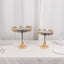 Set of 2 Pedestal Cake Stands Round Design with Mirror Top Gold - Crystal Beaded Cupcake Dessert Display Metal 11", 13"