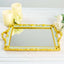 Resin Mirrored Rectangle Serving Tray 15"x10" in Mint Green with Gold Baroque Design, Stylish Decorative Vanity Tray Centerpiece