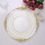 10-Pack Plastic 10" Round Dinner Plates in Clear with Gold Scalloped Rim - Disposable Party Plates