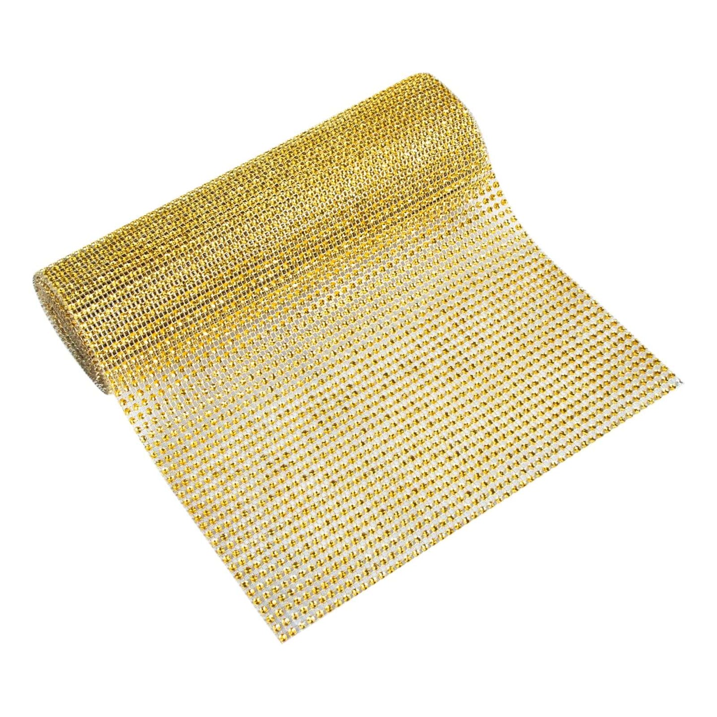 Crystal Rhinestone 10"x108" Table Runner Gold - Luxe Shiny Diamond Mesh Bling Table Runner Roll