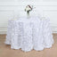 Taffeta 132" Round Tablecloth White 3D Leaf Petal Design Seamless Table Cover for Chic Wedding & Event Decor