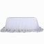 Extra Long Tulle 14ft Table Skirt White with Satin Edge - Table Cover for Baby Showers & Events - Linen Luxes