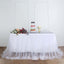 Extra Long Tulle 14ft Table Skirt White with Satin Edge - Table Cover for Baby Showers & Events - Linen Luxes