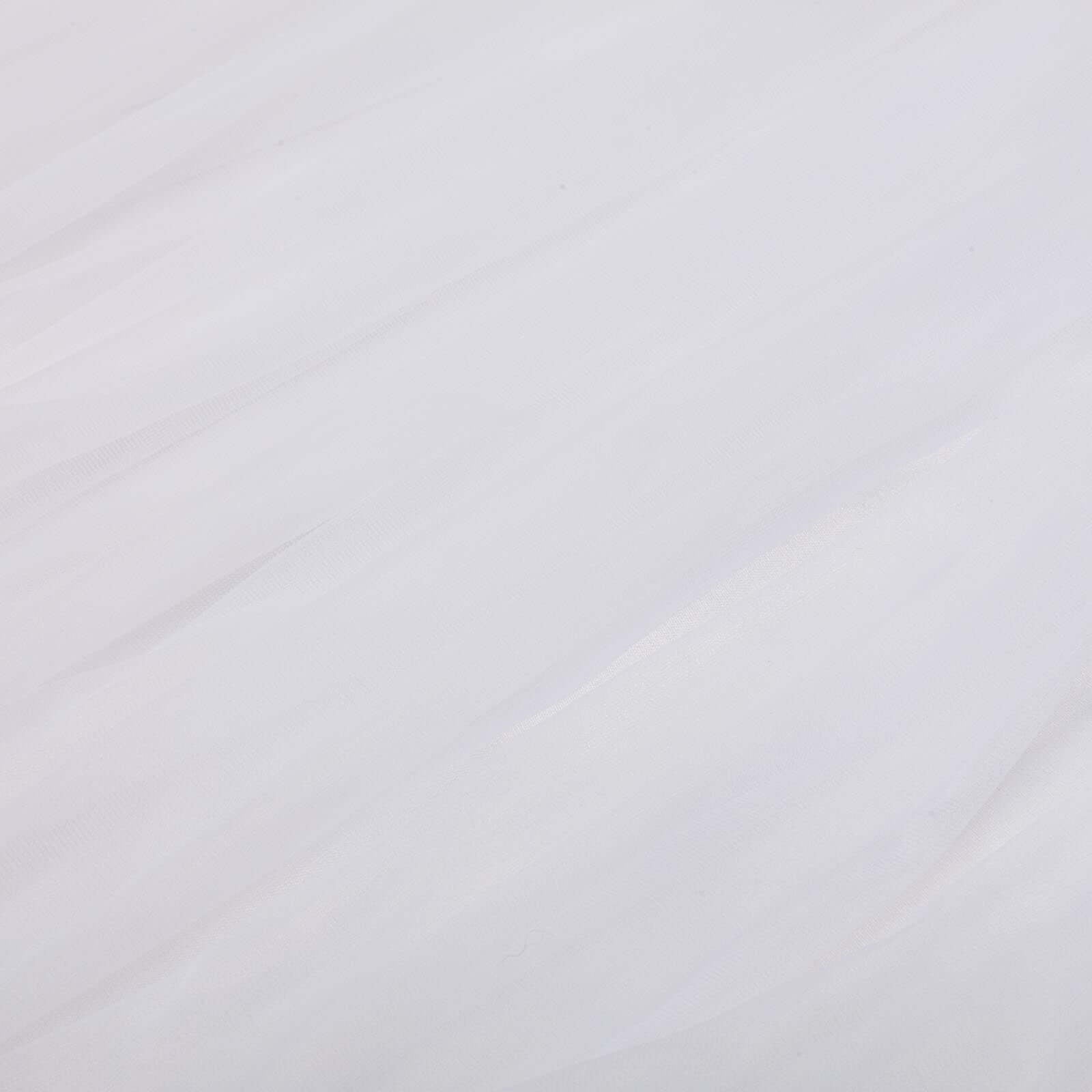 Extra Long Tulle 17ft Table Skirt White with Satin Edge - Table Cover for Baby Showers & Events - Linen Luxes