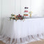 Extra Long Tulle 17ft Table Skirt White with Satin Edge - Table Cover for Baby Showers & Events - Linen Luxes