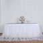 Extra Long Tulle 17ft Table Skirt White with Satin Edge - Table Cover for Baby Showers & Events - Linen Luxes