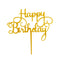 6-Pack Acrylic Happy Birthday Cake Toppers Gold Assorted Styles - Fun Reusable Cake Inserts for DIY Party Decoration Supplies