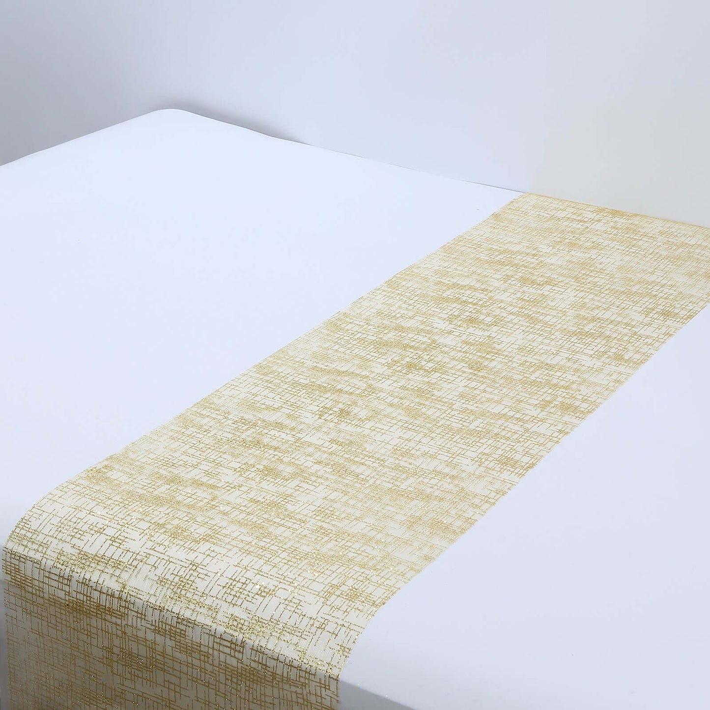 Mesh 11"x108" Table Runner Metallic Gold - Glitter Design for Convenient Event Decoration