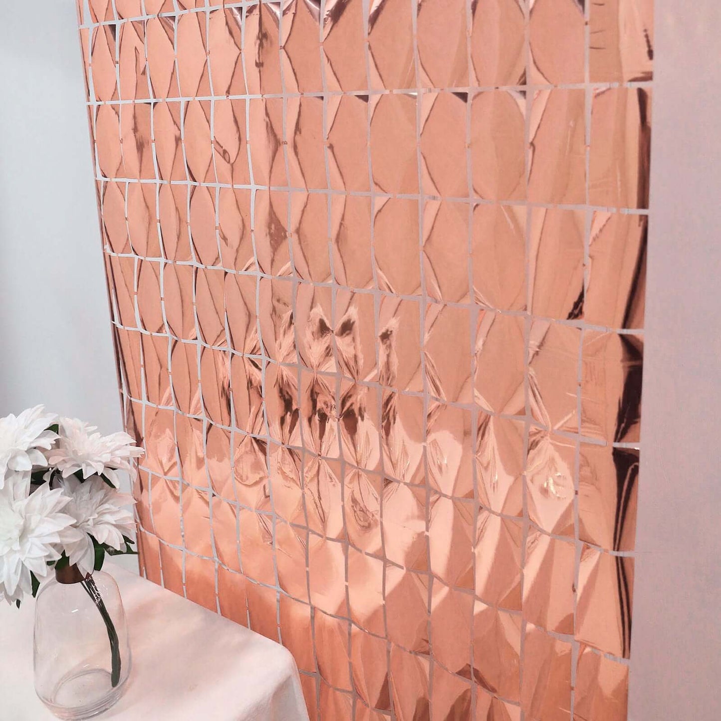 Shiny Rose Gold Metallic Foil Rectangle Curtain Party Backdrop Door Window Curtain - 3ftx6.5ft